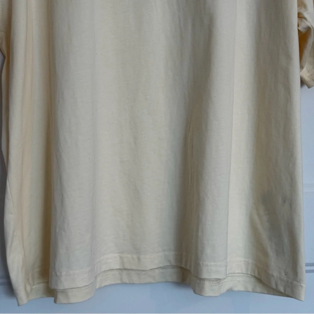 Nanushka Organic Cotton Embroidered Graphic Tee - Cream Butter Yellow - L - Picture 10 of 11